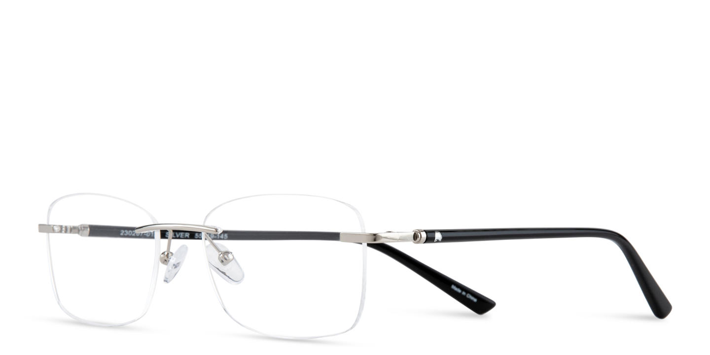 TRICE Logo Rimless Rectangle Eyeglasses in Silver – Product Photo 1
