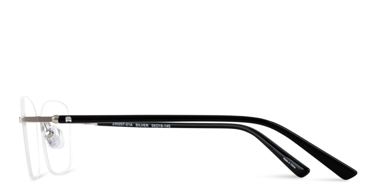 TRICE Logo Rimless Rectangle Eyeglasses in Silver – Product Photo 2