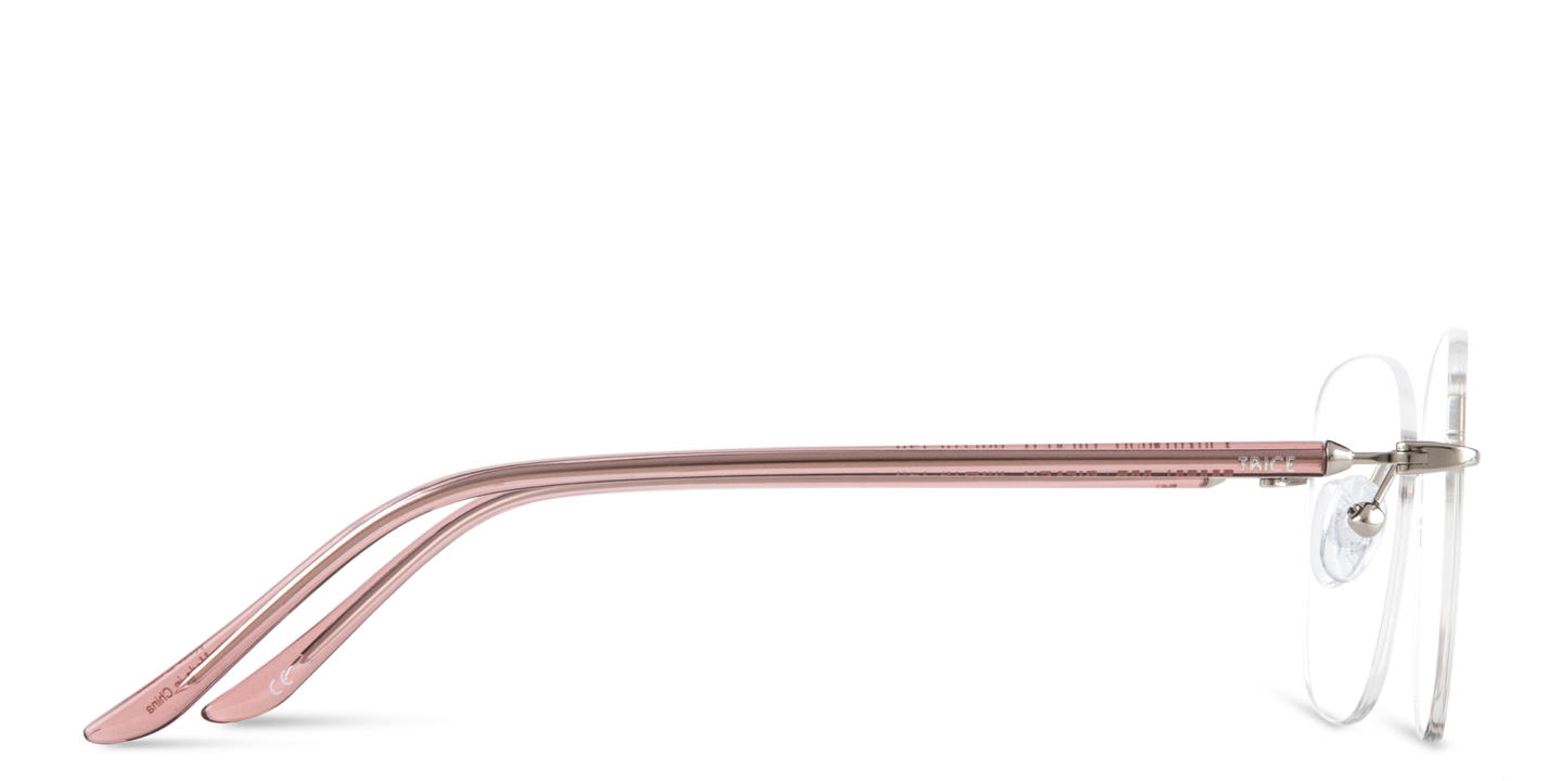 Shop TRICE Logo Rimless Square Eyeglasses in Silver online.