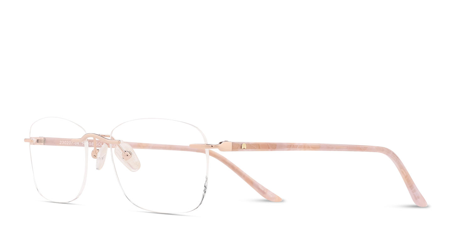 TRICE Logo Rimless Rectangle Eyeglasses in Rose Gold – Product Photo 1