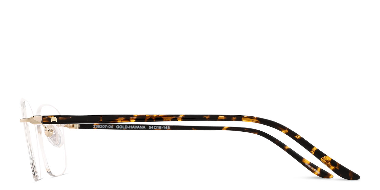 Shop TRICE Logo Rimless Rectangle Eyeglasses in Polished Gold online.