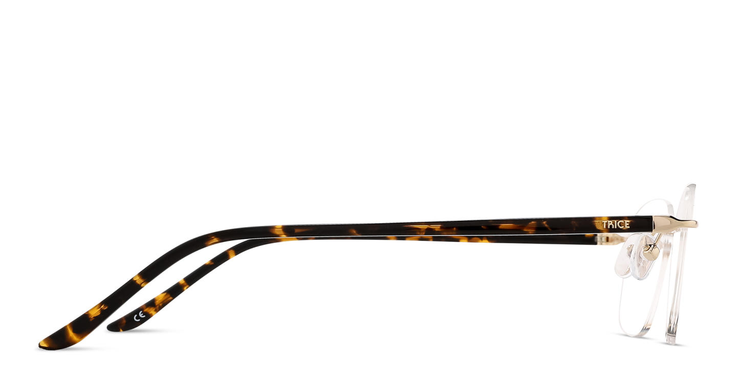 TRICE Logo Rimless Rectangle Eyeglasses in Polished Gold – Product Photo 3