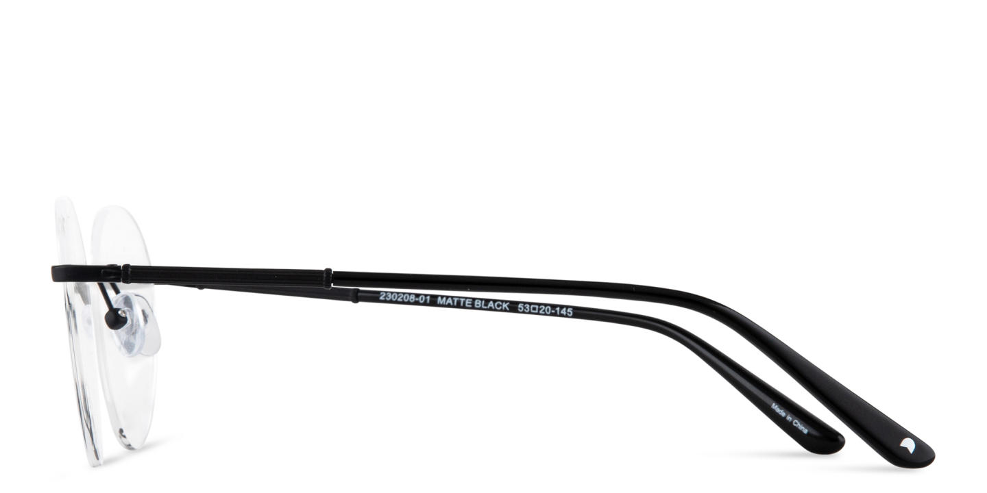 Shop TRICE Logo Rimless Round Eyeglasses in Black online.