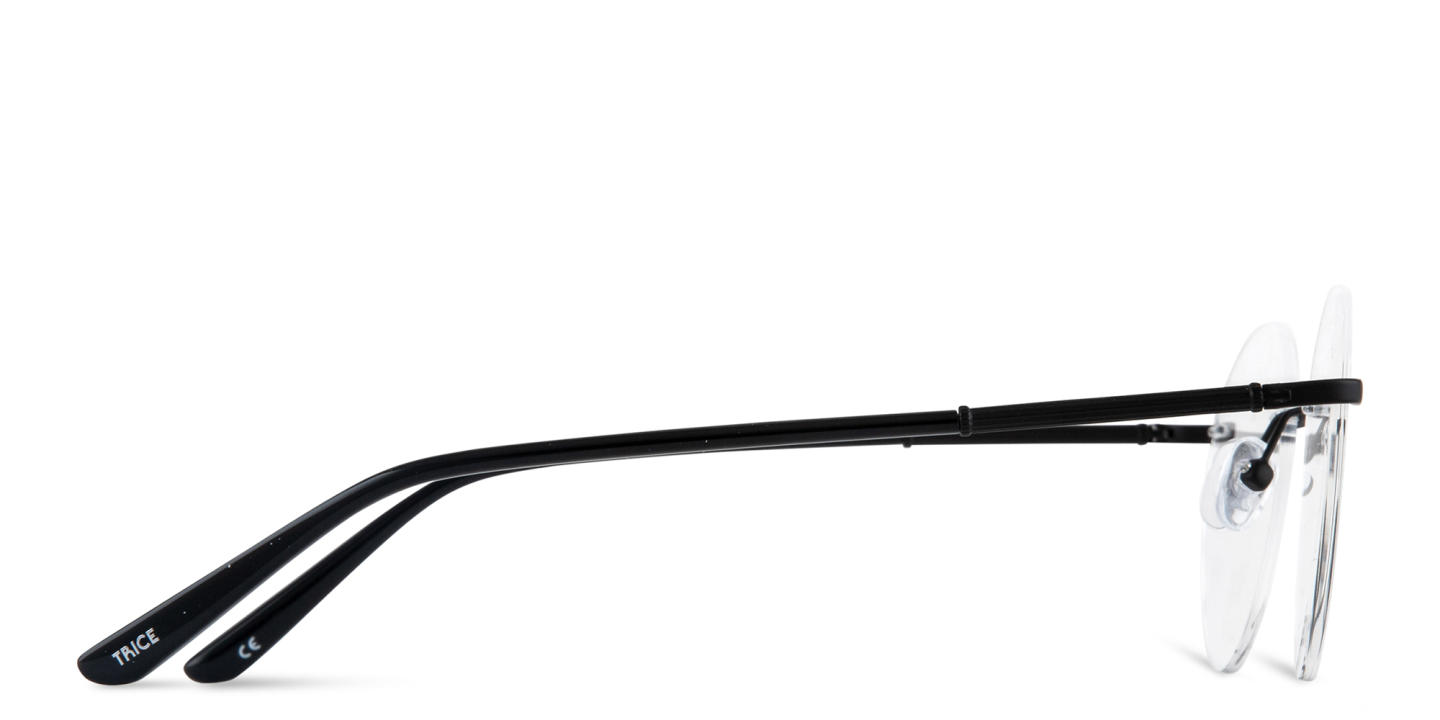 TRICE Logo Rimless Round Eyeglasses in Black – Product Photo 3