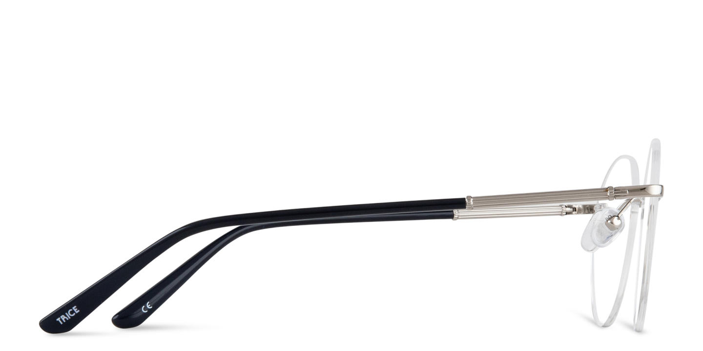 TRICE Logo Rimless Round Eyeglasses in Silver – Product Photo 3