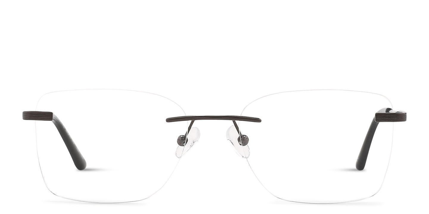 TRICE Logo Rimless Square Eyeglasses in Gunmetal – Product Photo 0