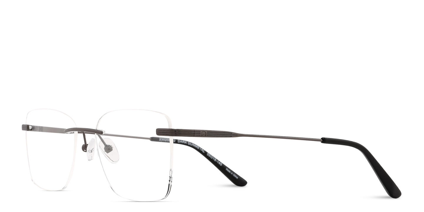 TRICE Logo Rimless Square Eyeglasses in Gunmetal – Product Photo 1