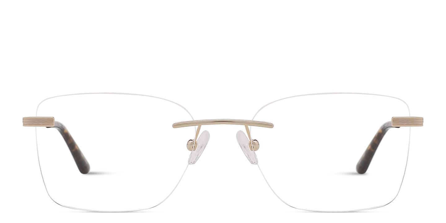 TRICE Logo Rimless Square Eyeglasses in Gold – Product Photo 0
