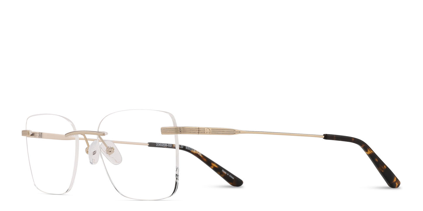 TRICE Logo Rimless Square Eyeglasses in Gold – Product Photo 1