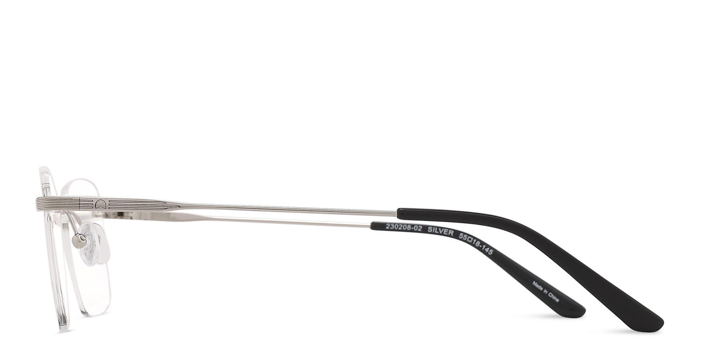 TRICE Logo Rimless Square Eyeglasses in Silver – Product Photo 2