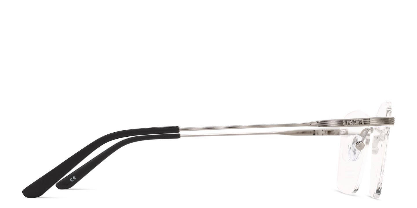 TRICE Logo Rimless Square Eyeglasses in Silver – Product Photo 3