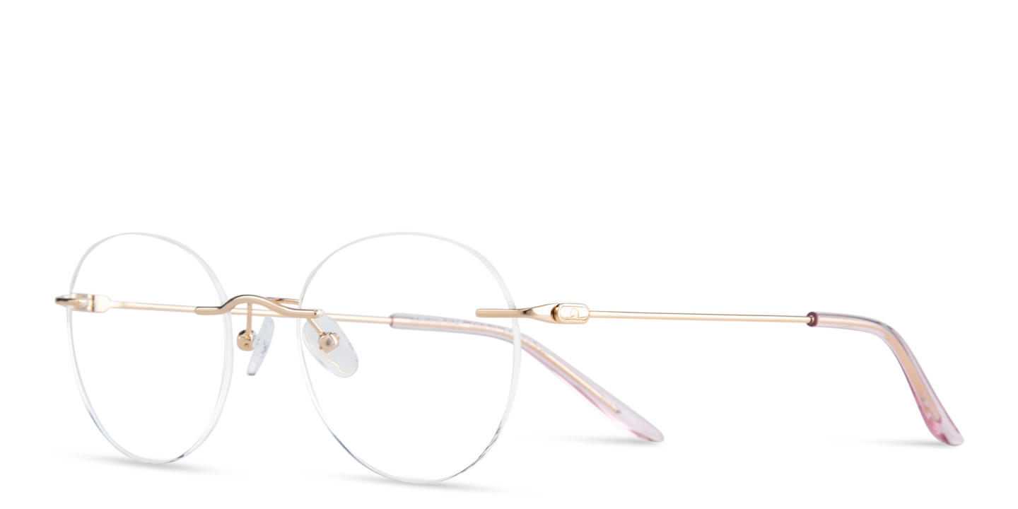 TRICE Logo Rimless Round Eyeglasses in Gold – Product Photo 1