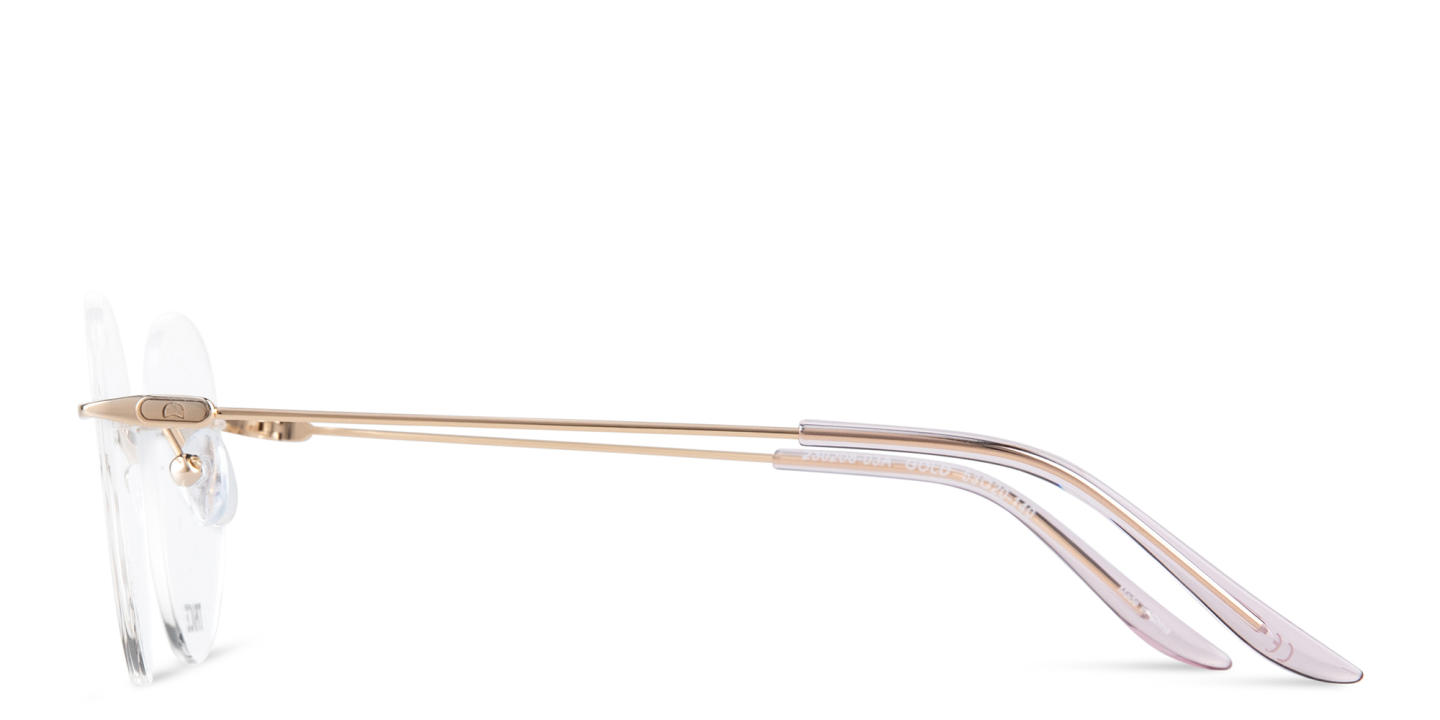 Shop TRICE Logo Rimless Round Eyeglasses in Gold online.