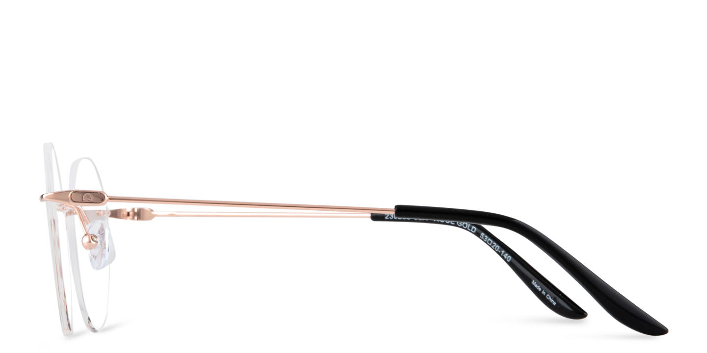 TRICE Logo Rimless Round Eyeglasses in Rose Gold – Product Photo 2