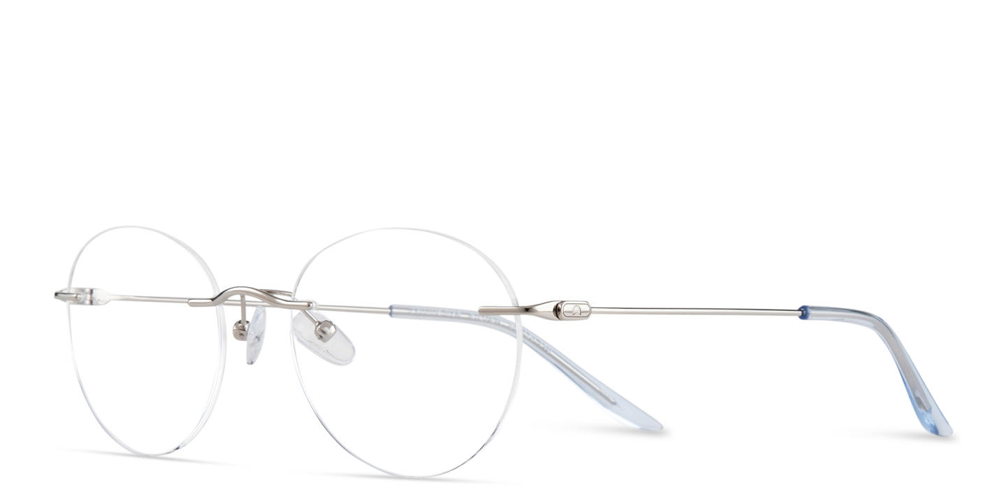 TRICE Logo Rimless Round Eyeglasses in Silver – Product Photo 1