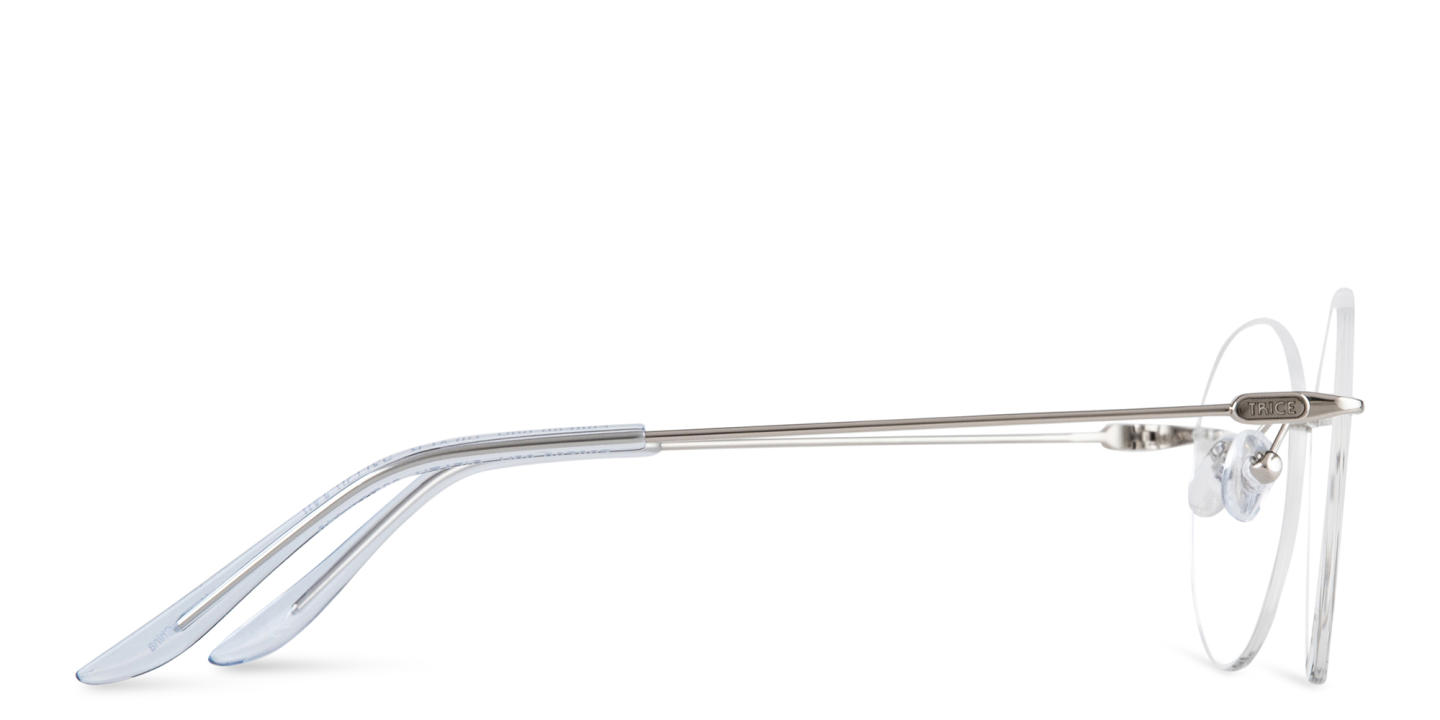TRICE Logo Rimless Round Eyeglasses in Silver – Product Photo 3