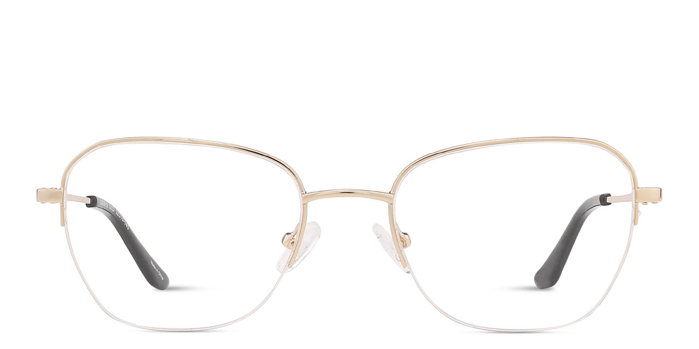 Shop TRICE Logo Half-Rim Square Eyeglasses in Gold online.