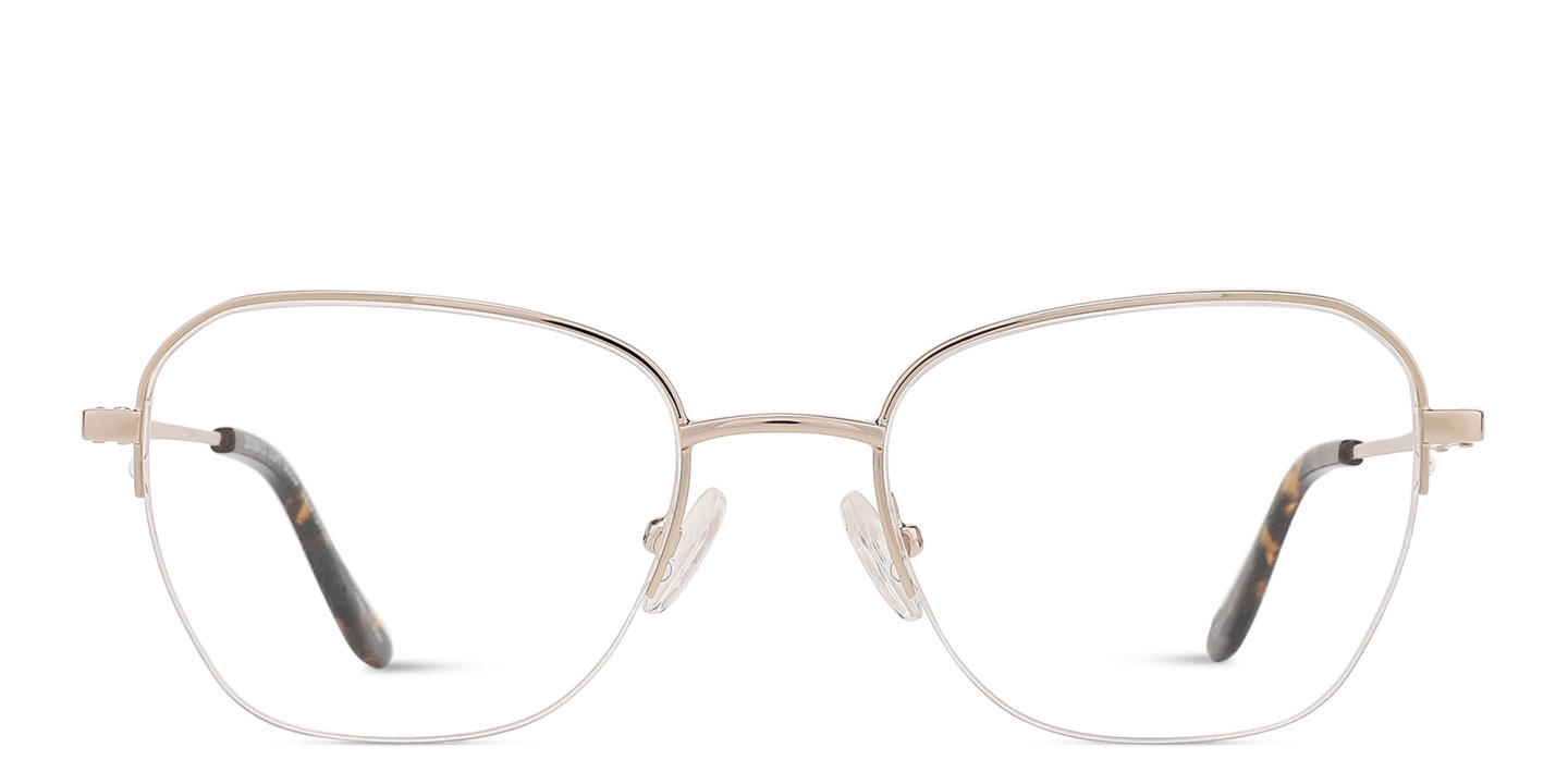 Shop TRICE Logo Half-Rim Square Eyeglasses in Light Gold online.