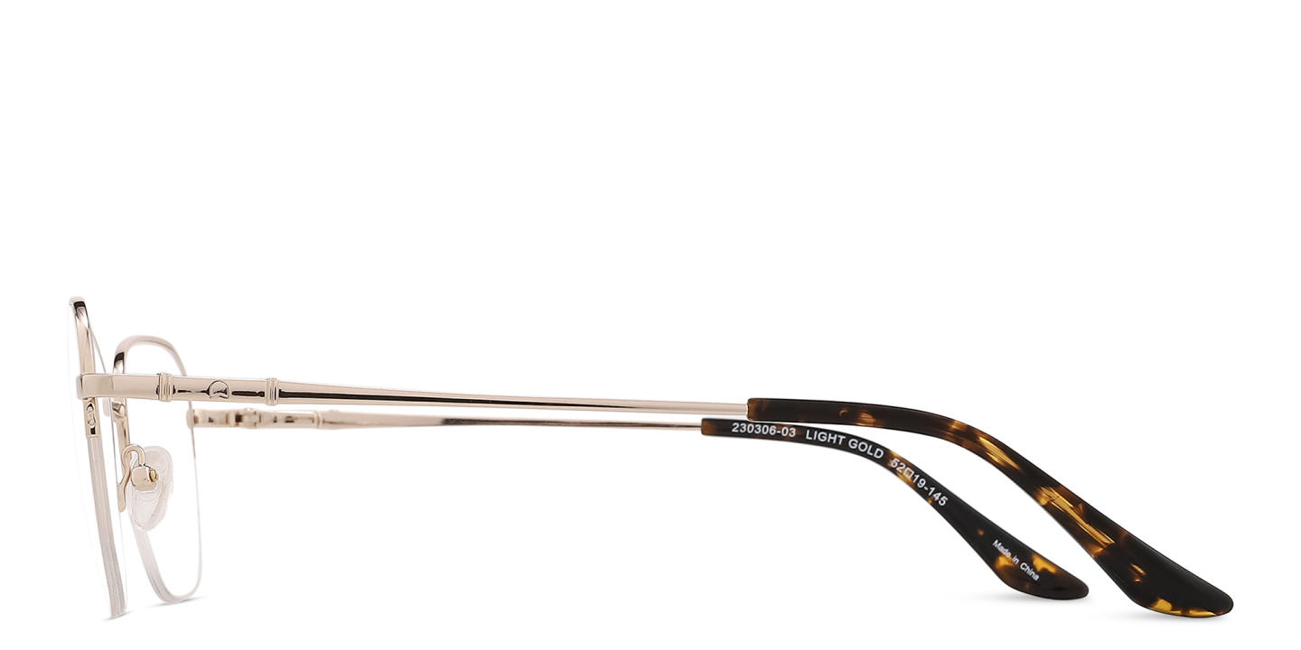 Shop TRICE Logo Half-Rim Square Eyeglasses in Light Gold online.