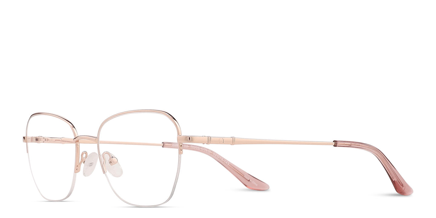 Shop TRICE Logo Half-Rim Square Eyeglasses in Rose Gold online.