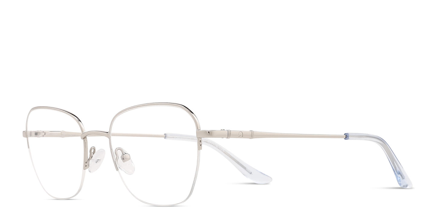 Shop TRICE Logo Half-Rim Square Eyeglasses in Silver online.