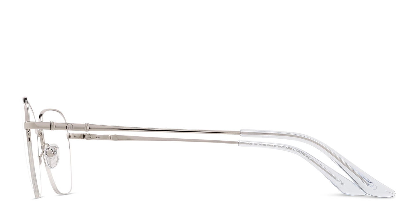 Shop TRICE Logo Half-Rim Square Eyeglasses in Silver online.