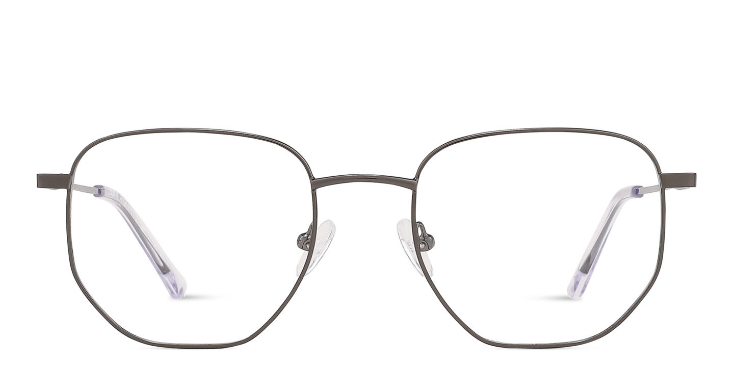 TRICE Logo Unisex Irregular Eyeglasses in Gunmetal – Product Photo 0