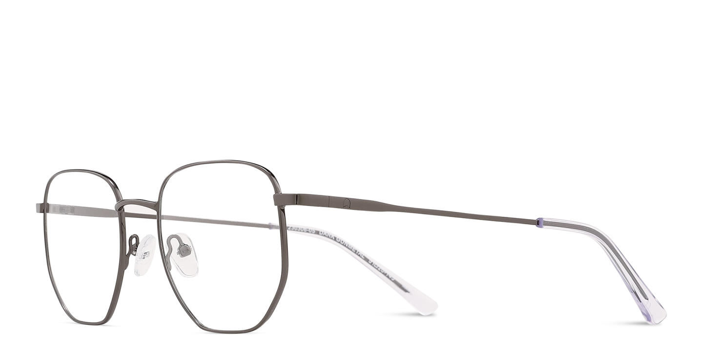 TRICE Logo Unisex Irregular Eyeglasses in Gunmetal – Product Photo 1