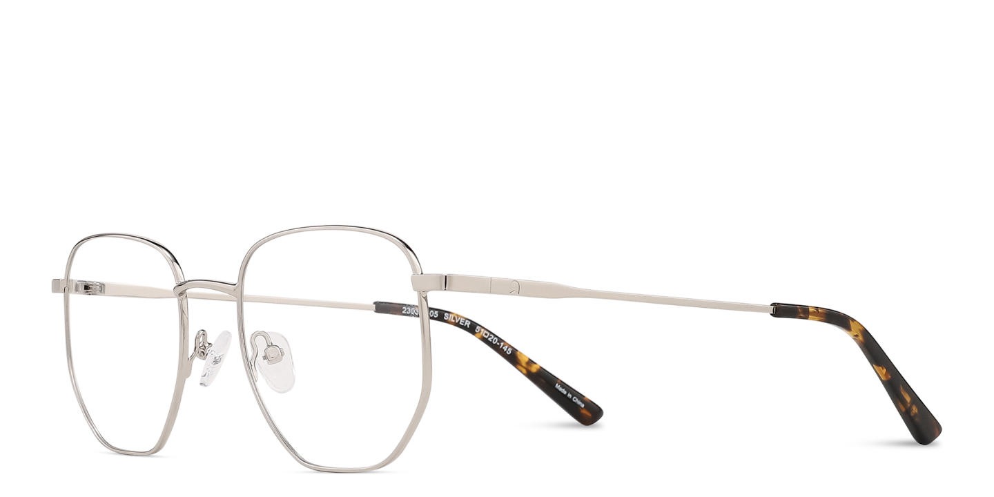 TRICE Logo Unisex Irregular Eyeglasses in Silver – Product Photo 1