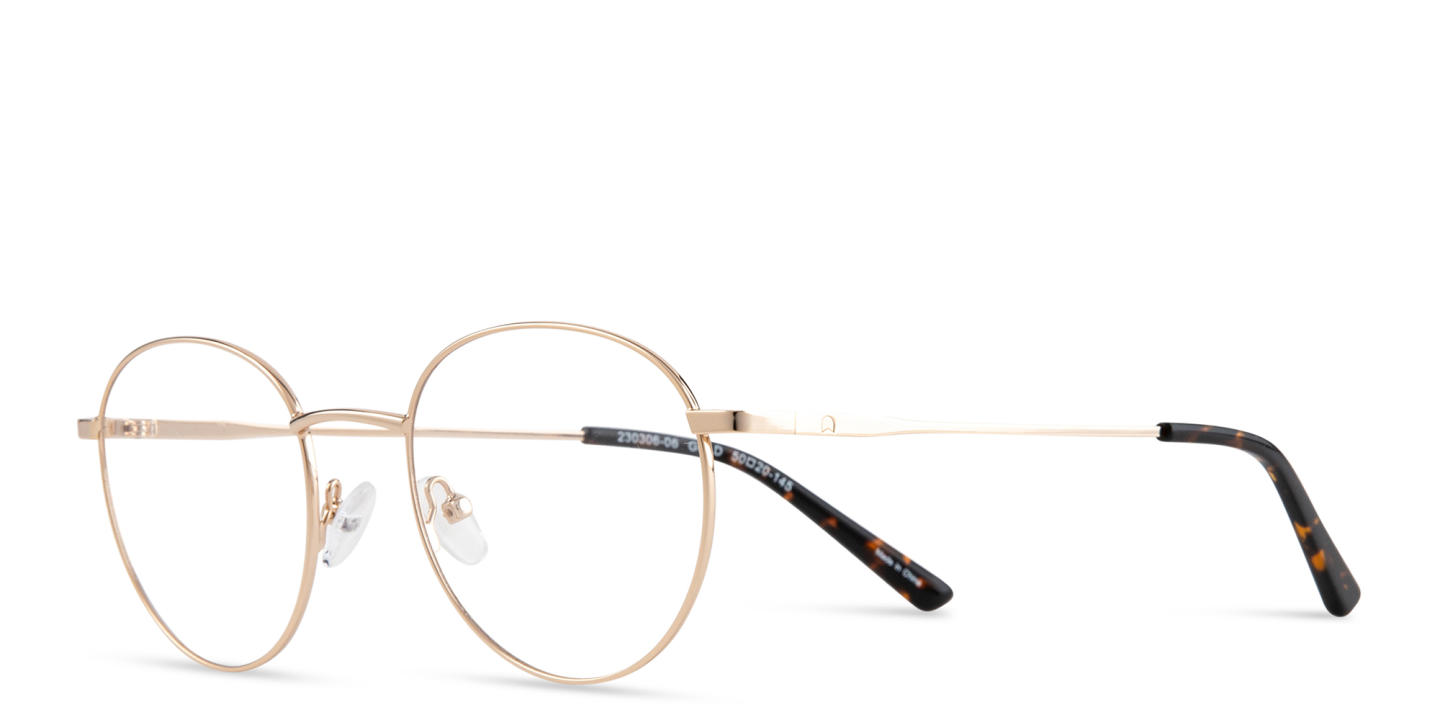 TRICE Logo Unisex Round Eyeglasses in Gold – Product Photo 1