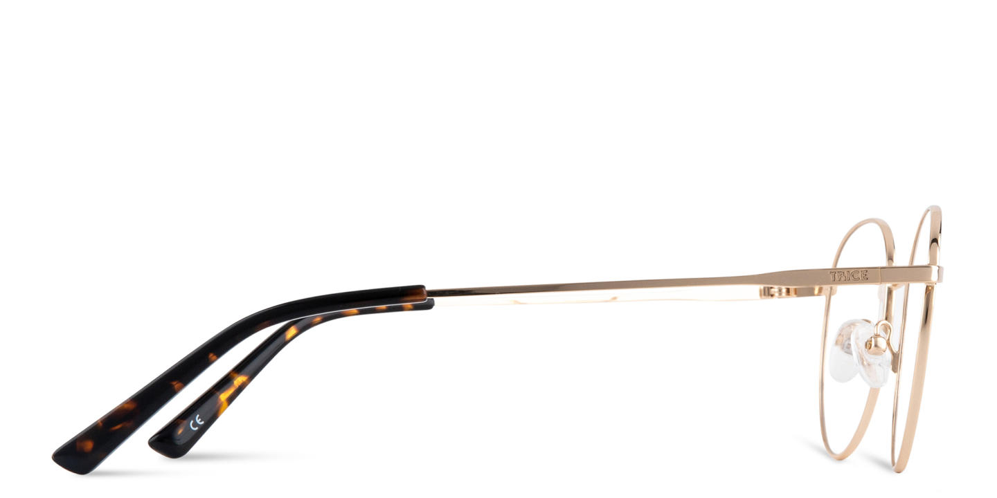 TRICE Logo Unisex Round Eyeglasses in Gold – Product Photo 3