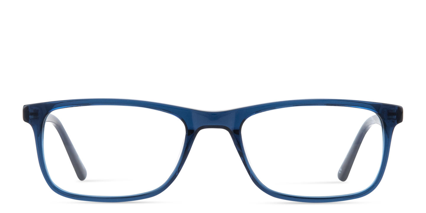 Shop TRICE Logo Rectangle Eyeglasses in Transparent Blue online.