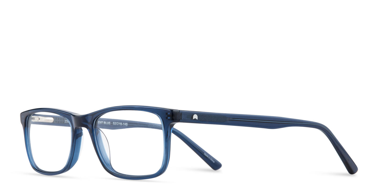 Shop TRICE Logo Rectangle Eyeglasses in Transparent Blue online.