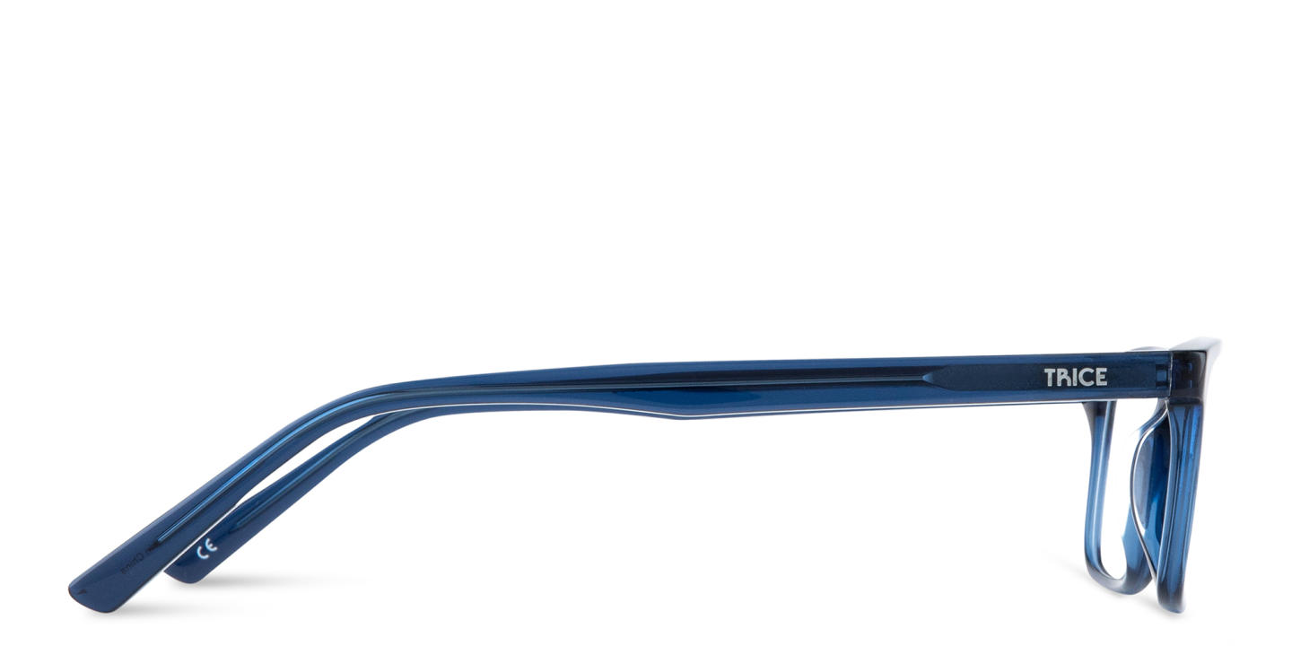Shop TRICE Logo Rectangle Eyeglasses in Transparent Blue online.