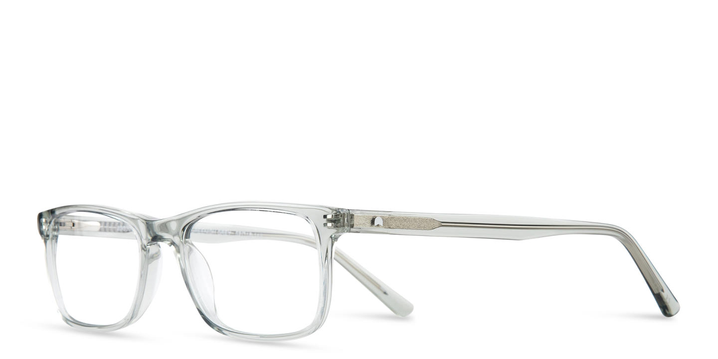 Shop TRICE Logo Rectangle Eyeglasses in Transparent Grey online.