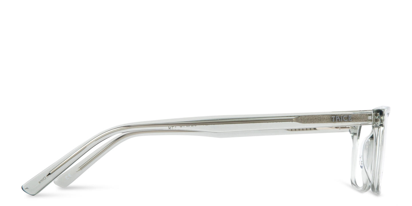 Shop TRICE Logo Rectangle Eyeglasses in Transparent Grey online.