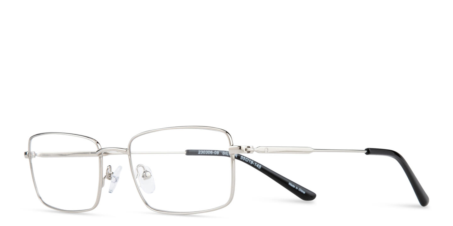 TRICE Logo Rectangle Eyeglasses in Silver – Product Photo 1