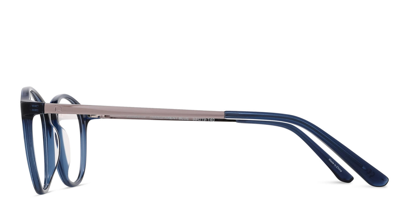 TRICE Logo Round Eyeglasses in Blue – Product Photo 2