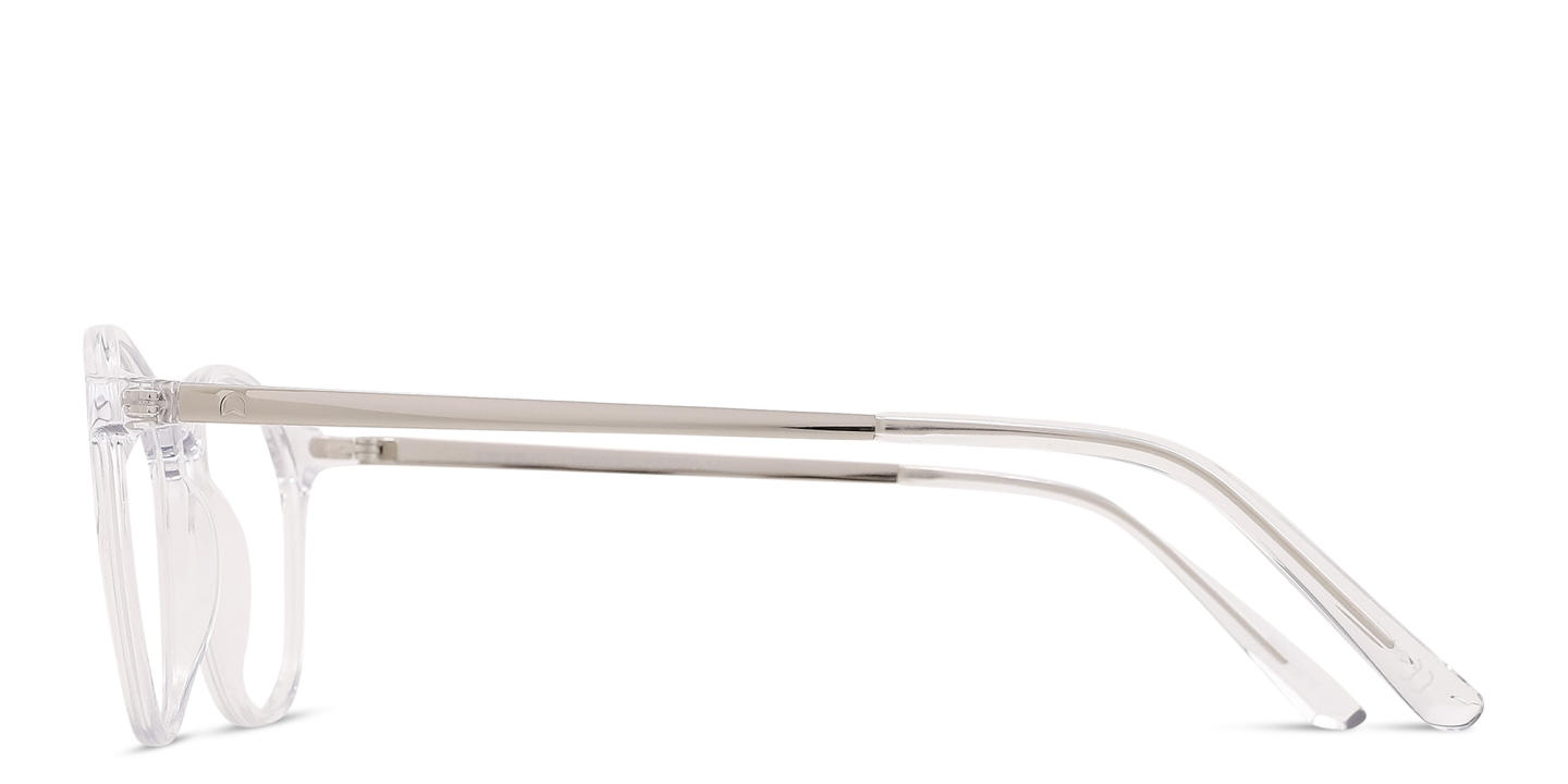 TRICE Logo Round Eyeglasses in Clear – Product Photo 2