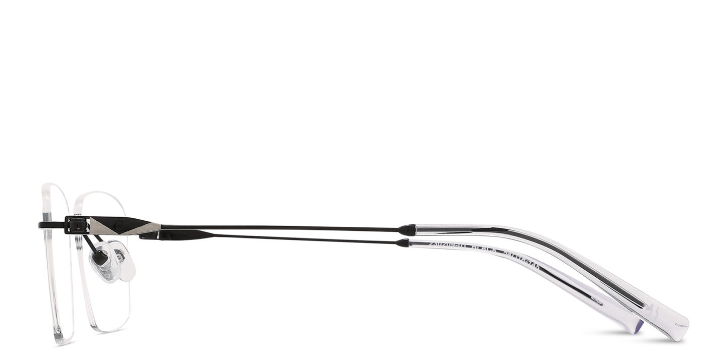 TRICE Logo Rimless Rectangle Eyeglasses in Polished Black – Product Photo 2