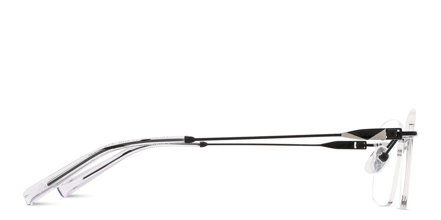 Shop TRICE Logo Rimless Rectangle Eyeglasses in Polished Black online.