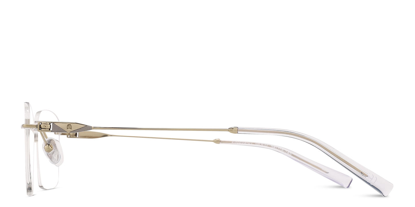 TRICE Logo Rimless Rectangle Eyeglasses in Gold – Product Photo 2