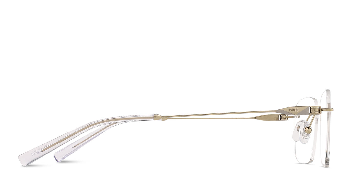 TRICE Logo Rimless Rectangle Eyeglasses in Gold – Product Photo 3