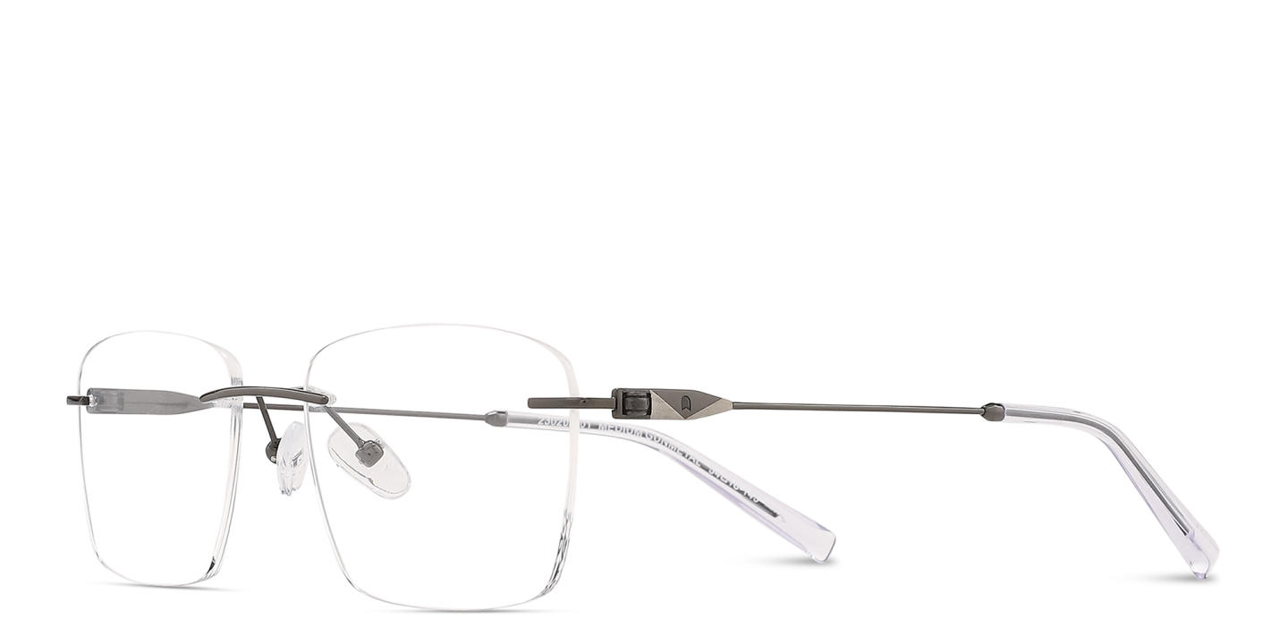TRICE Logo Rimless Rectangle Eyeglasses in Gunmetal – Product Photo 1