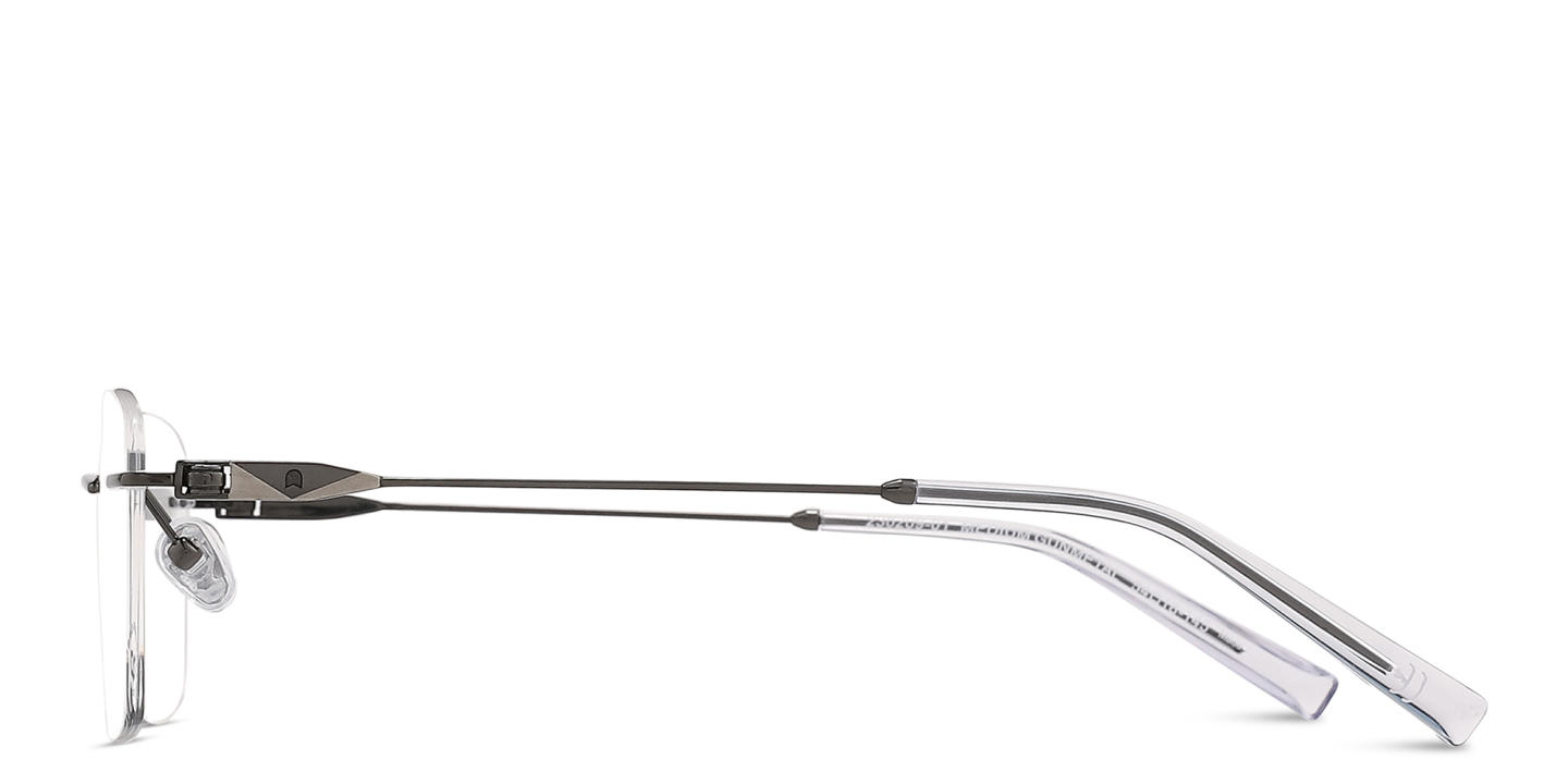 TRICE Logo Rimless Rectangle Eyeglasses in Gunmetal – Product Photo 2