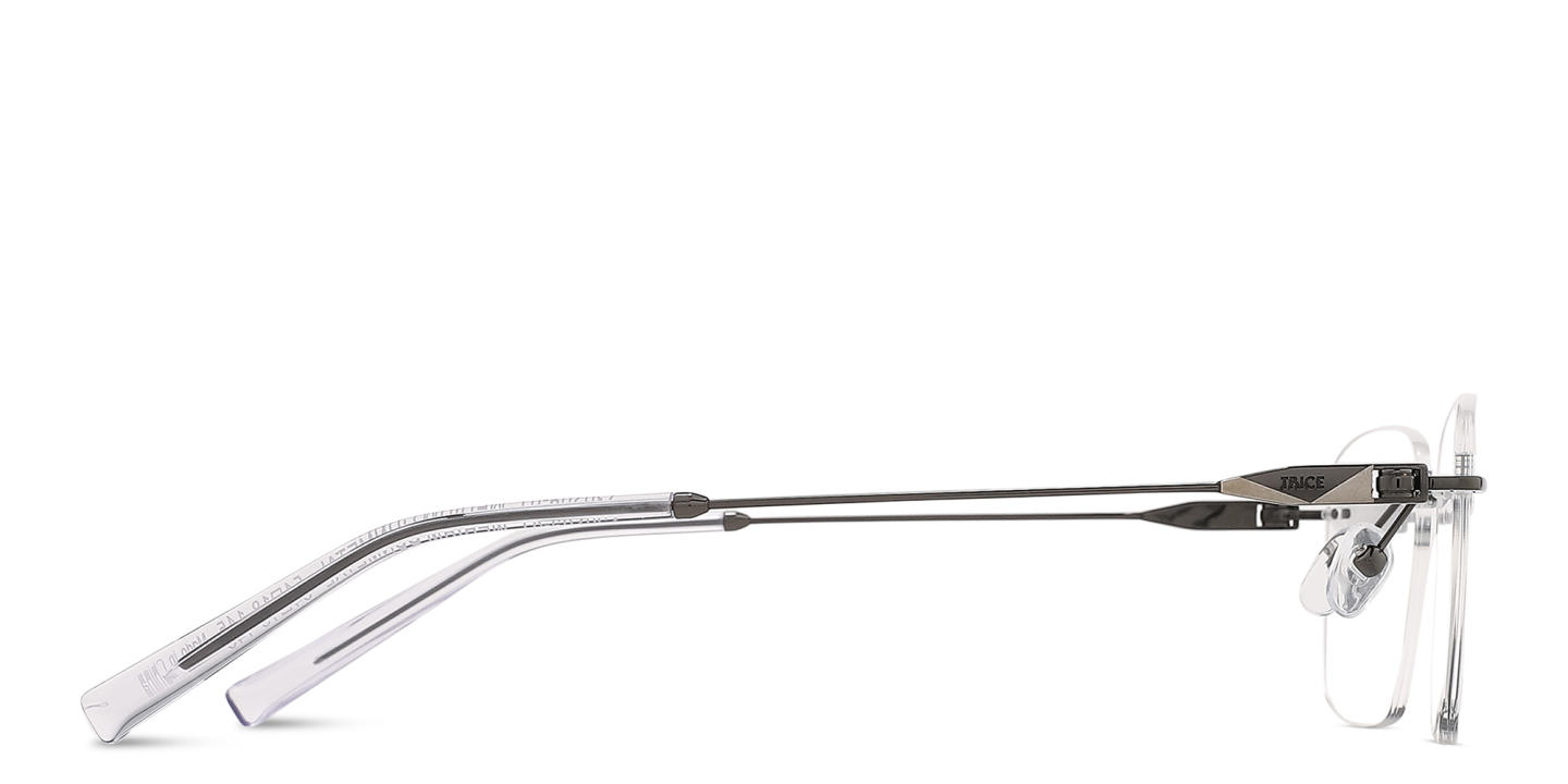 TRICE Logo Rimless Rectangle Eyeglasses in Gunmetal – Product Photo 3