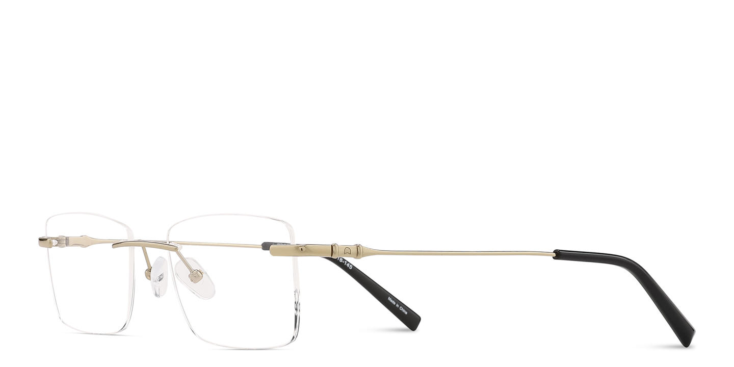 TRICE Logo Rimless Rectangle Eyeglasses in Gold – Product Photo 1