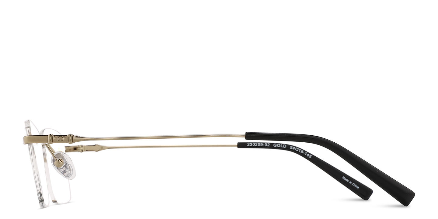 TRICE Logo Rimless Rectangle Eyeglasses in Gold – Product Photo 2