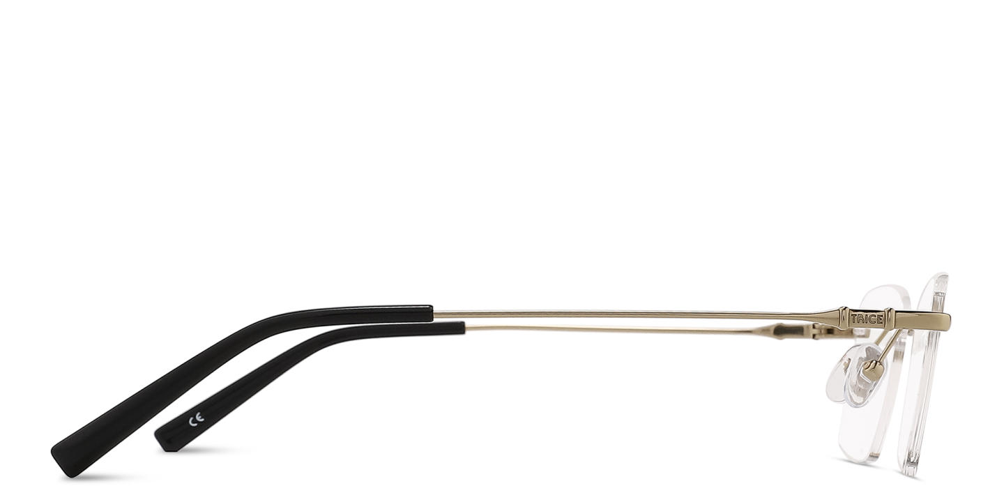 TRICE Logo Rimless Rectangle Eyeglasses in Gold – Product Photo 3