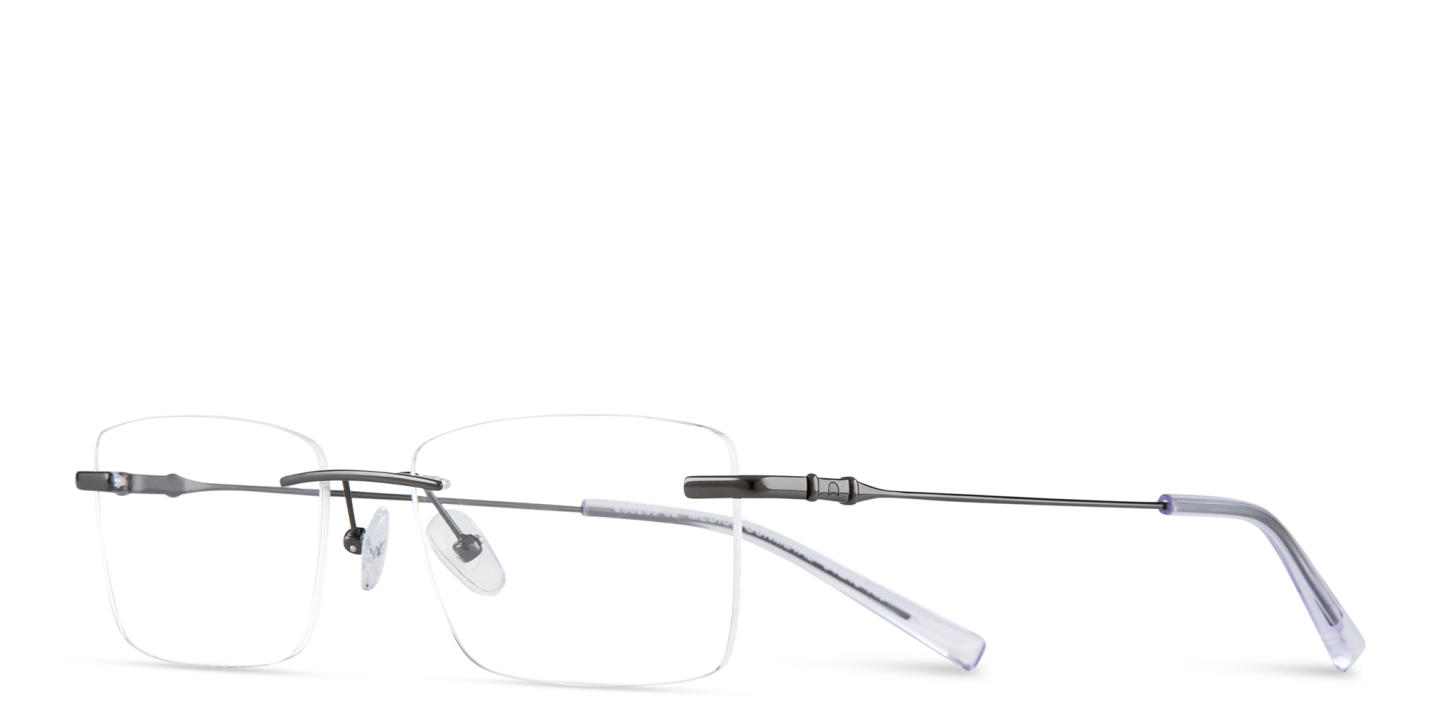 TRICE Logo Rimless Rectangle Eyeglasses in Gunmetal – Product Photo 1